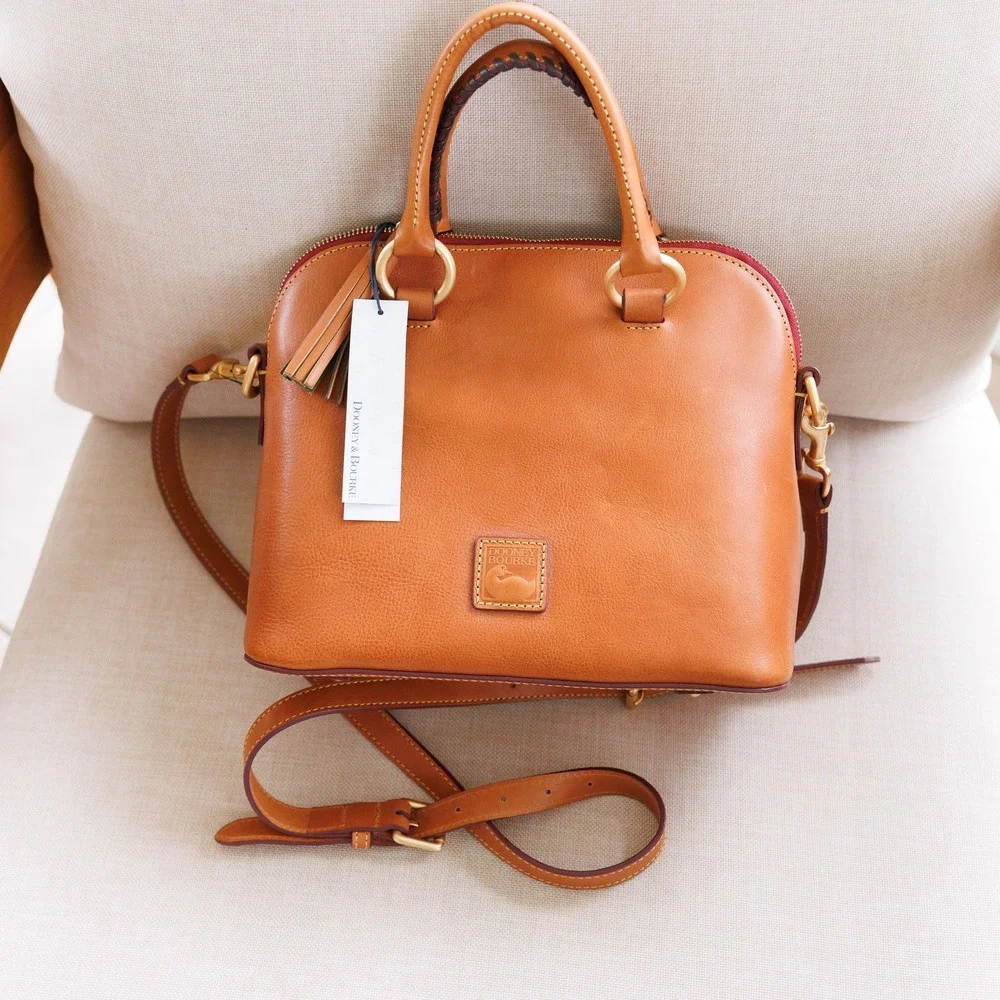 Dooney & Bourke Florentine Domed Satchel Natural Leather Handbag NWT
